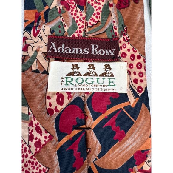 Adams Row The Rogue Vintage Silk Tie People Scene Vintage Cruise Boat Yacht - Picture 3 of 9